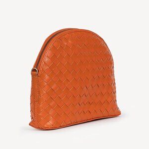 Joyn Woven Halfmoon Crossbody - Burnt Sienna Orange Ethical Fair Trade Mod Twee